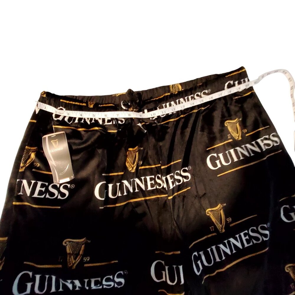 Guinness Mens Fleece Lounge Pants  Size  XL Black & Gold Print Elastic Waistband - Picture 3 of 7
